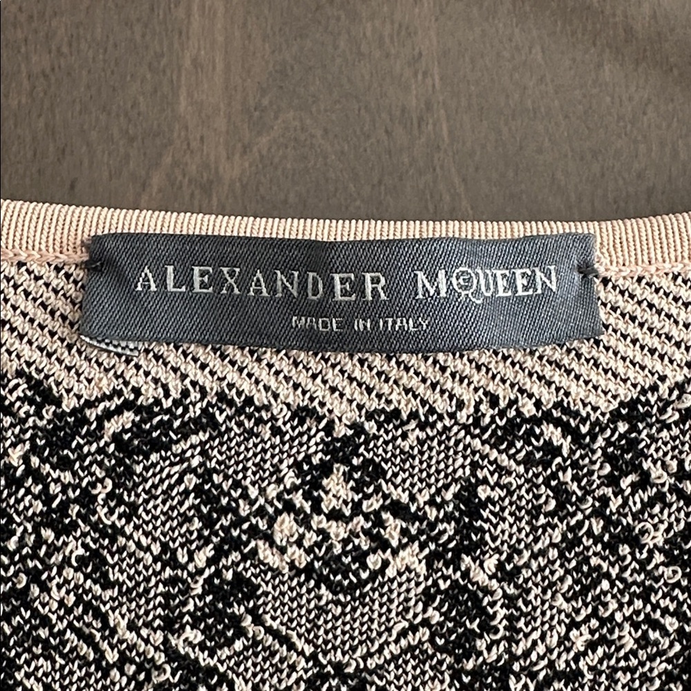 Alexander McQueen Sleeveless Blush Black Motif Jacquard Knit Dress Size L - Picture 4 of 16
